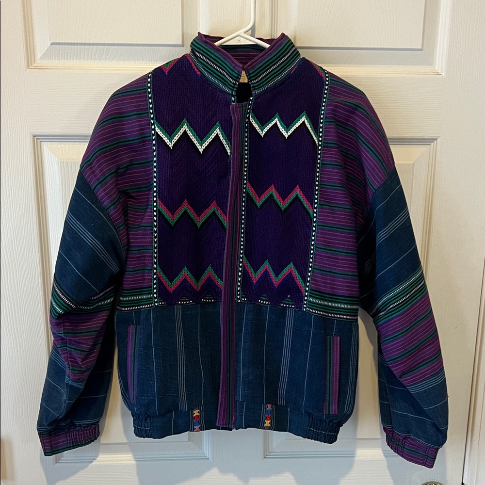 Vtg 90s‎ Huipil Guatemala Colorful Embroidered Jacket, Sz M